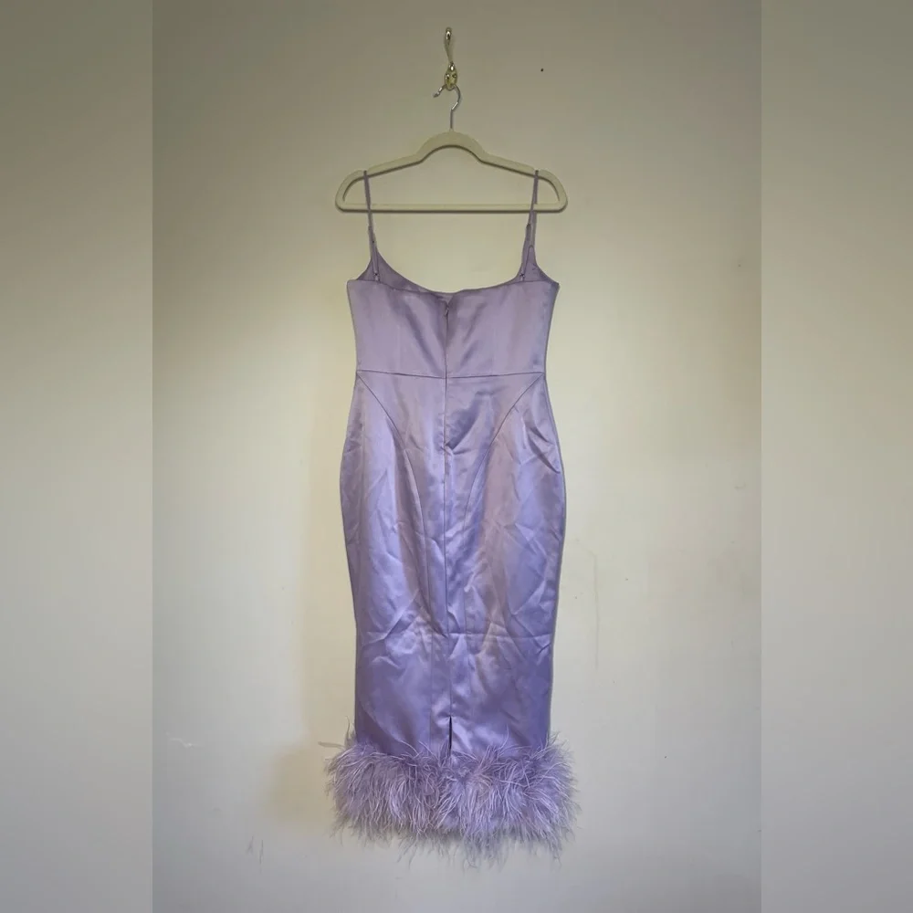 House of CB Lavender Feather Trim Dress - Picture 10 of 11